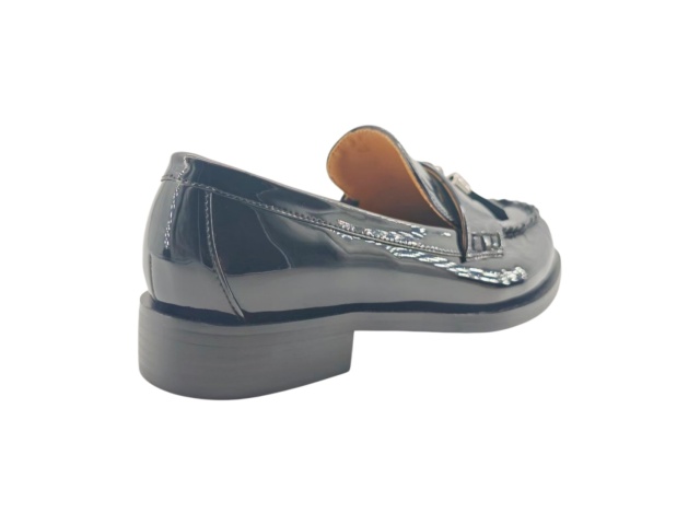 Black Patent Tassel Lock Loafers,COSMO Footwear,Black Patent Tassel Lock Loafers
