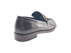 Black Rivet Tassel Leather Loafers,COSMO Footwear,Black Rivet Tassel Leather Loafers
