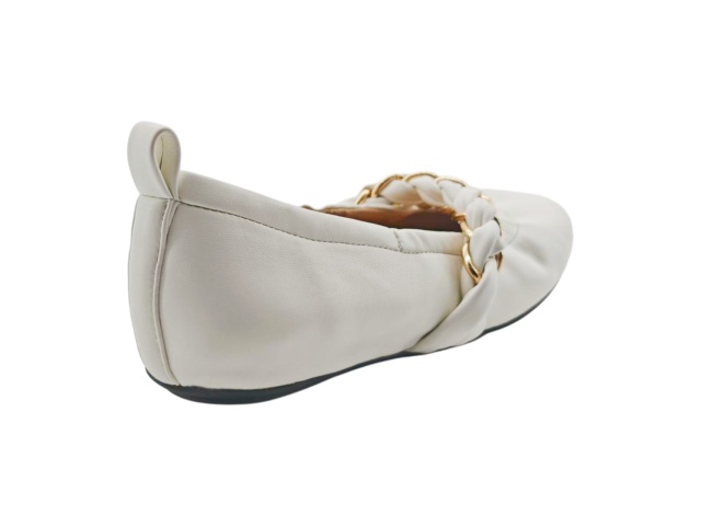 White Twisted Gold Chain Ruched Mary Janes,COSMO Footwear,White Twisted Gold Chain Ruched Mary Janes