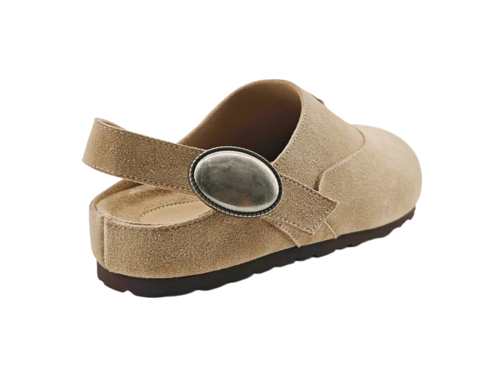 Khaki Suede Slingback Birken Clogs,COSMO Footwear,Khaki Suede Slingback Birken Clogs