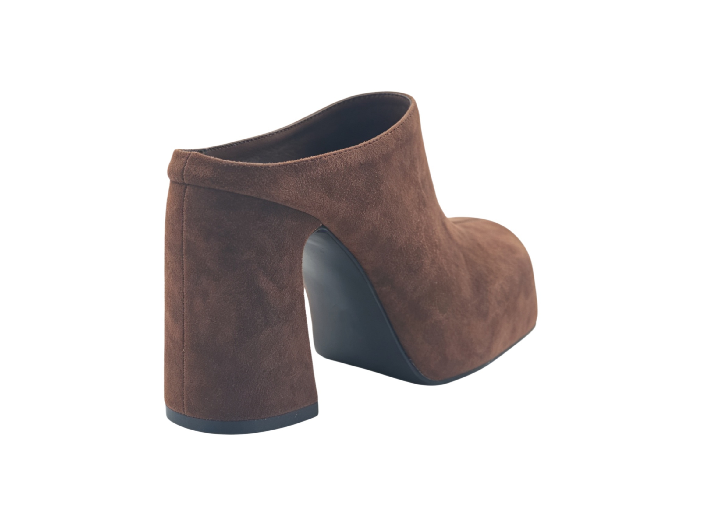 Dark Brown Suede Block Heel Platform Mules,COSMO Footwear,Dark Brown Suede Block Heel Platform Mule Boots