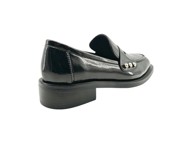 Black Patent Crystal Stud Loafers,COSMO Footwear,Black Patent Crystal Stud Loafers
