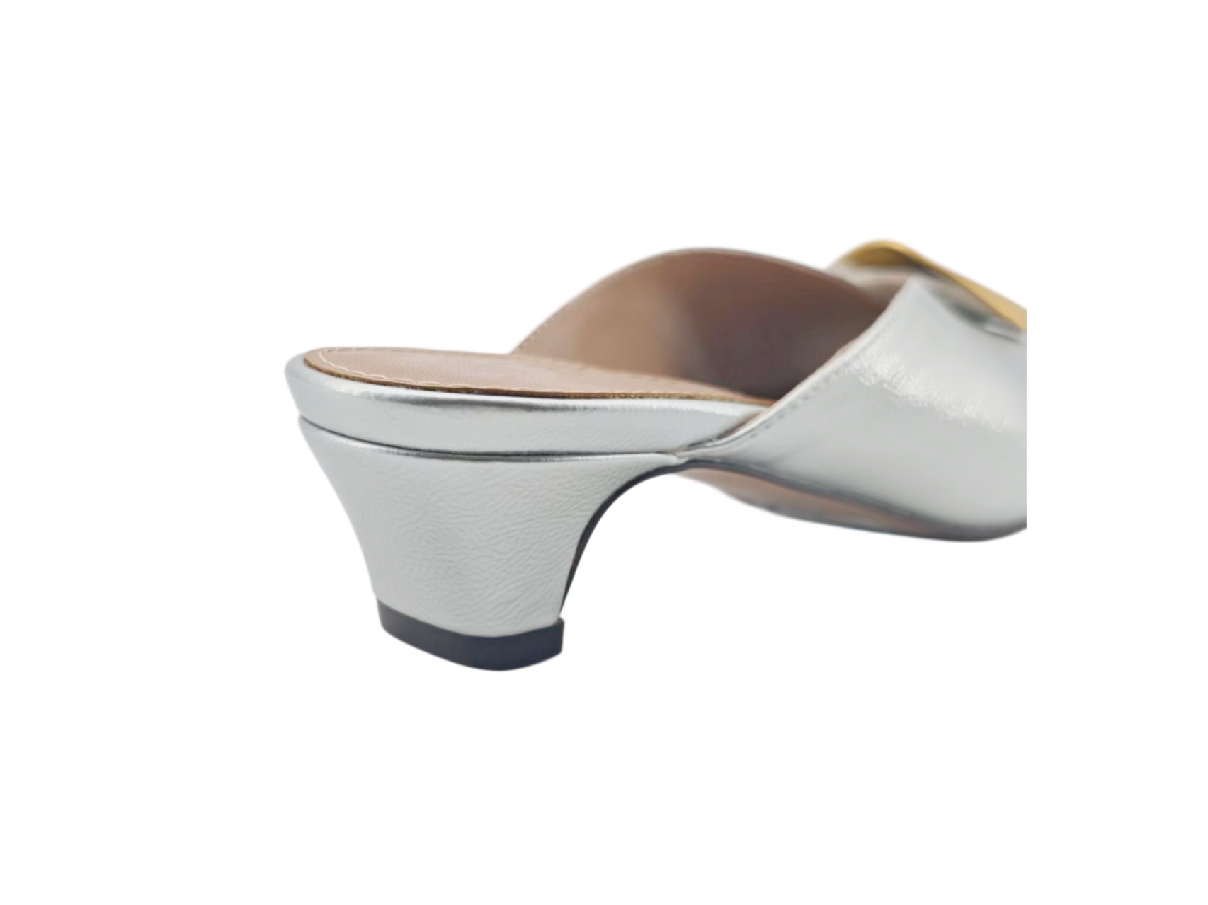 Silver Gold Accent Kitten Heel Mules,COSMO Footwear,Silver Gold Accent Kitten Heel Mules