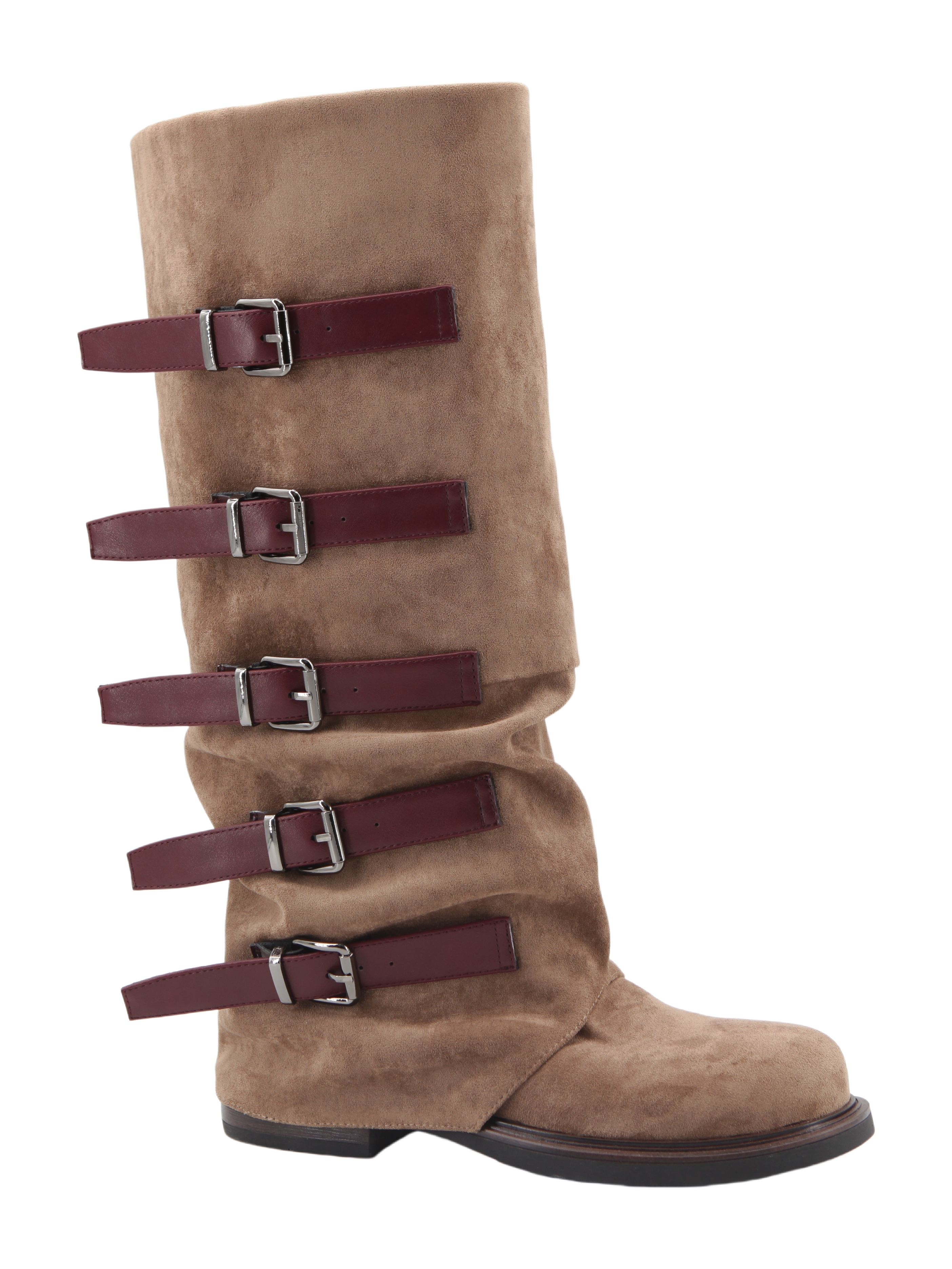Britta Strap Boot,COSMO Footwear,COSMO Khaki Suede Slouch Tall Boots | Women Fashion Boots