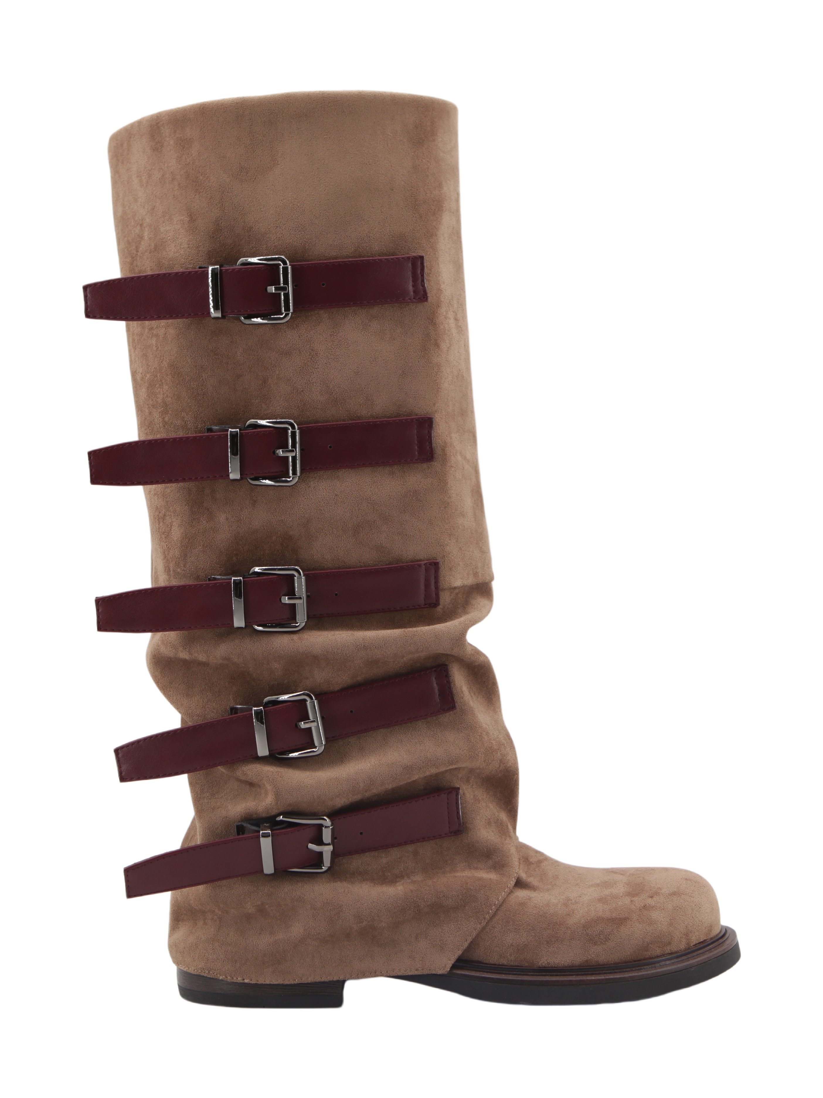 Britta Strap Boot,COSMO Footwear,COSMO Khaki Suede Slouch Tall Boots | Women Fashion Boots