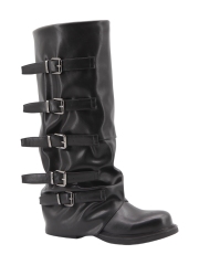 Britta Strap Boot,COSMO Footwear,COSMO Khaki Suede Slouch Tall Boots | Women Fashion Boots