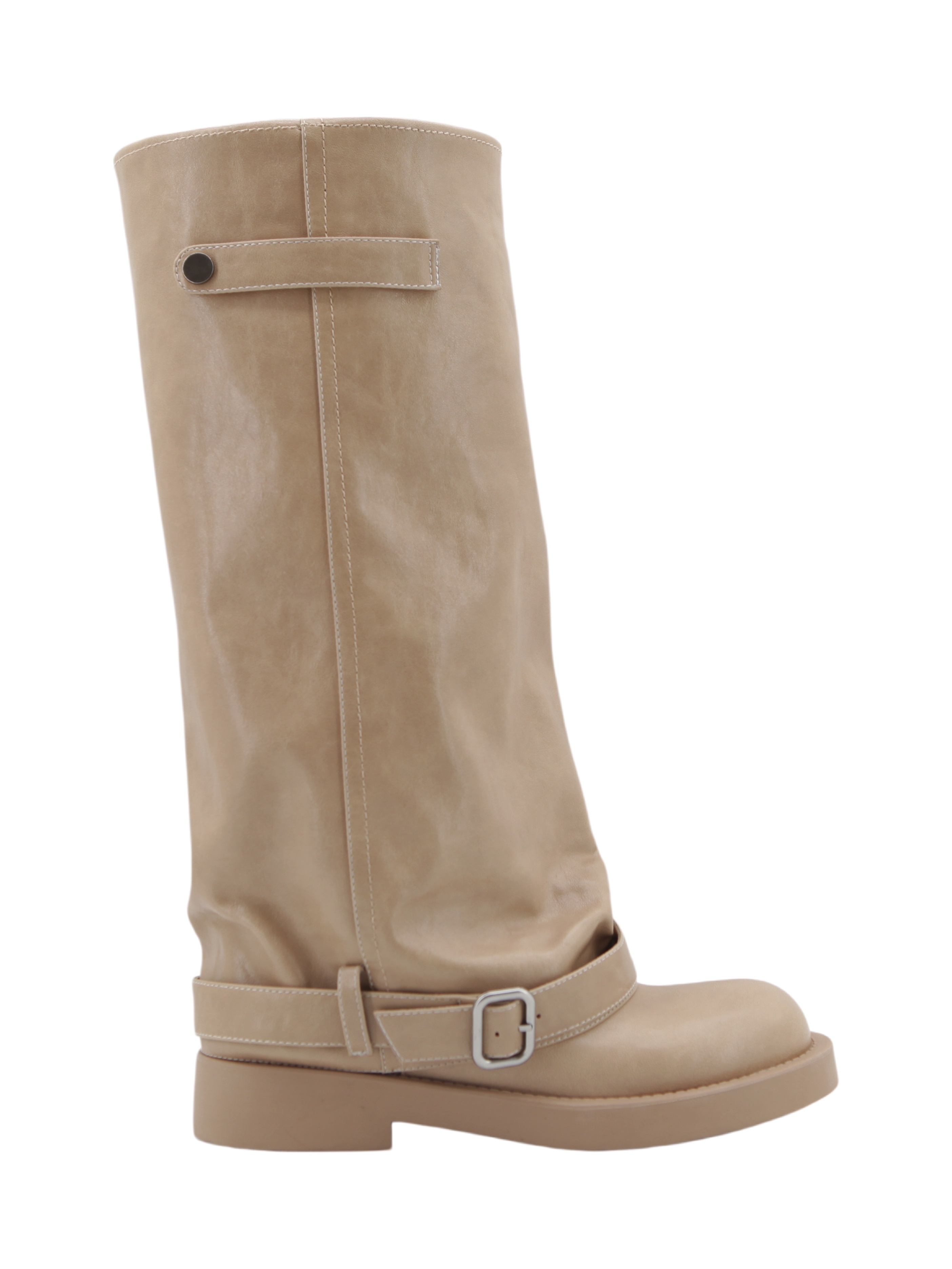Khaki Ruched Western Chunky Boots,COSMO Footwear,COSMO Khaki Ruched Western Chunky Boots | Fashion Boots