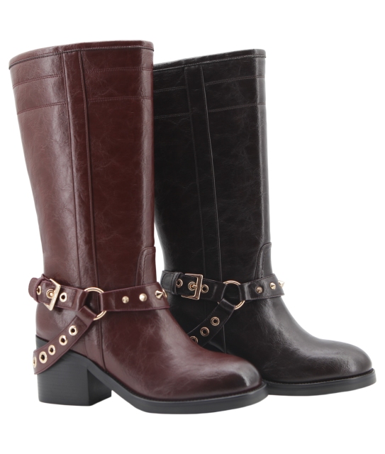 Loretta Stud Boot,COSMO Footwear,COSMO Harlow Studded Harness Tall Boots | Fashion Boots