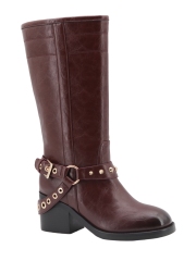 Loretta Stud Boot,COSMO Footwear,COSMO Harlow Studded Harness Tall Boots | Fashion Boots