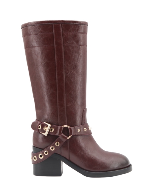Loretta Stud Boot,COSMO Footwear,COSMO Harlow Studded Harness Tall Boots | Fashion Boots