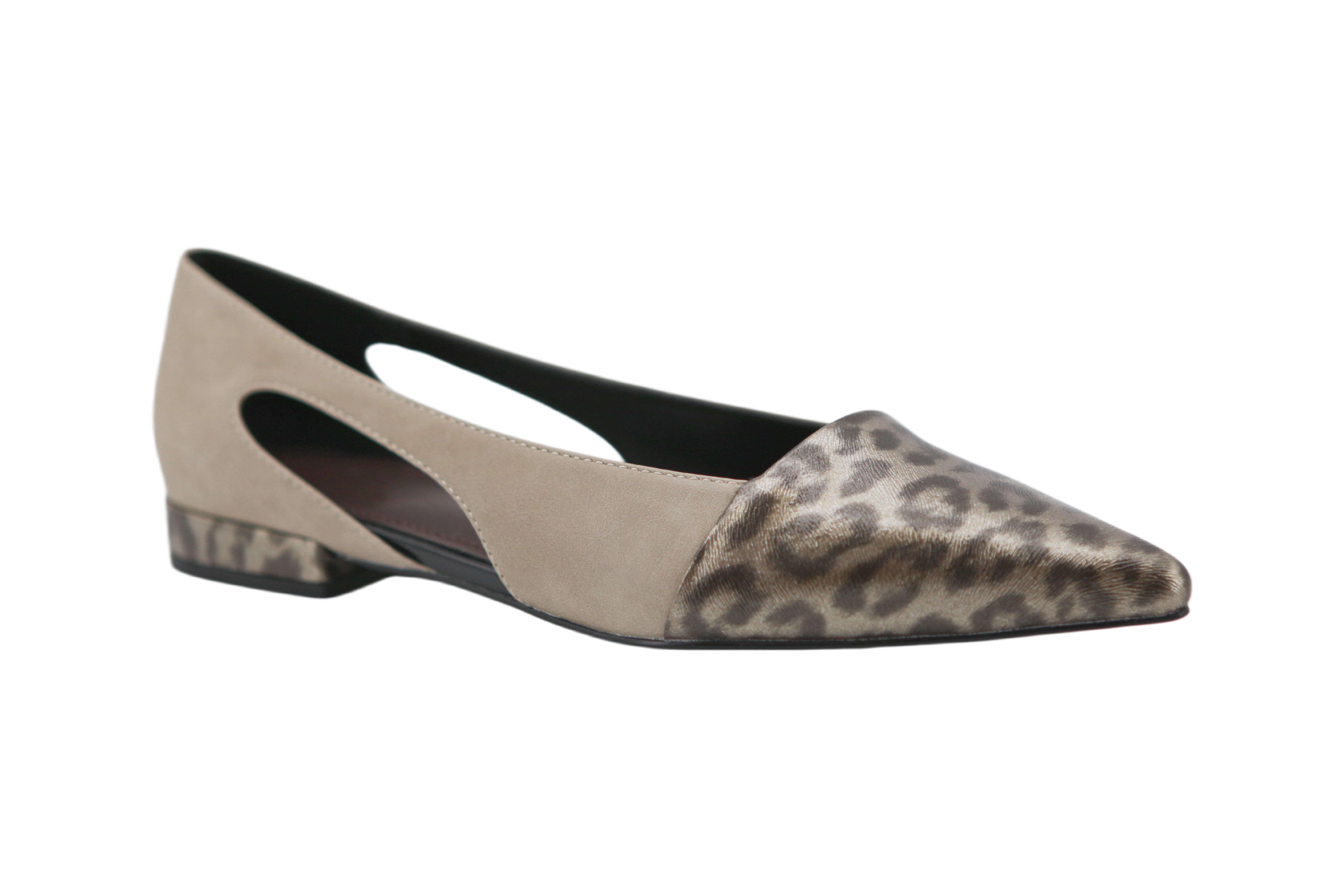 Marcela Leopard Flat,COSMO Footwear,Leopard Print Cutout Pointed Toe Flats