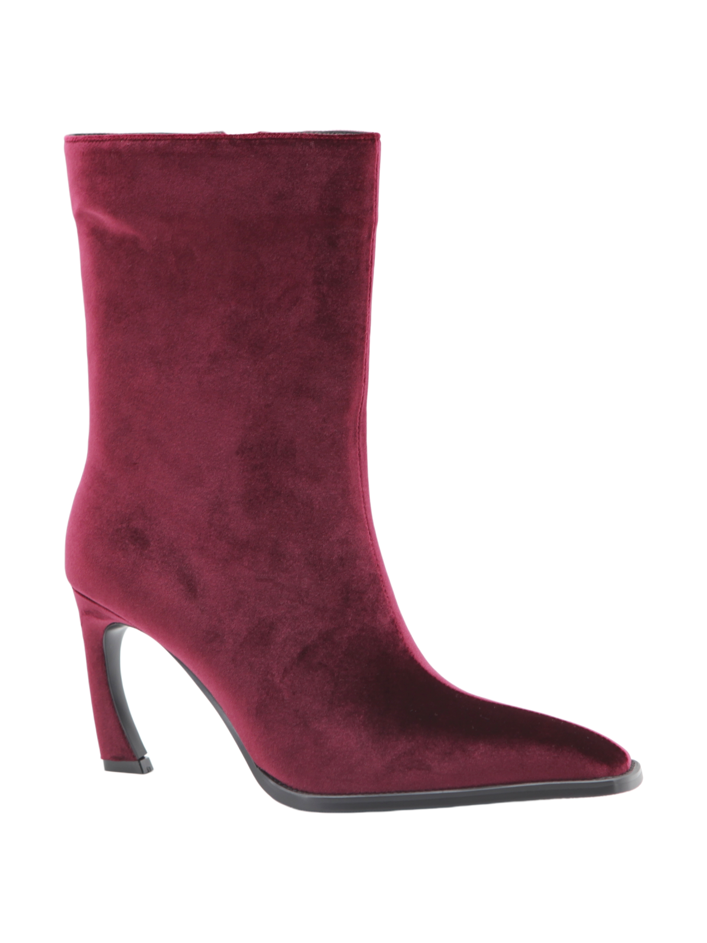 Valda Sculpt Boot,COSMO Footwear,Velvet Hollow Curved Heel Ankle Boots