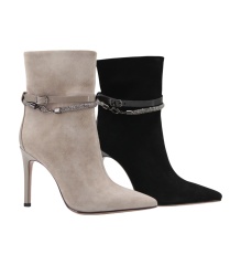 Ximena Chain Boot,COSMO Footwear,Rhinestone Chain Buckle Stiletto Ankle Boots