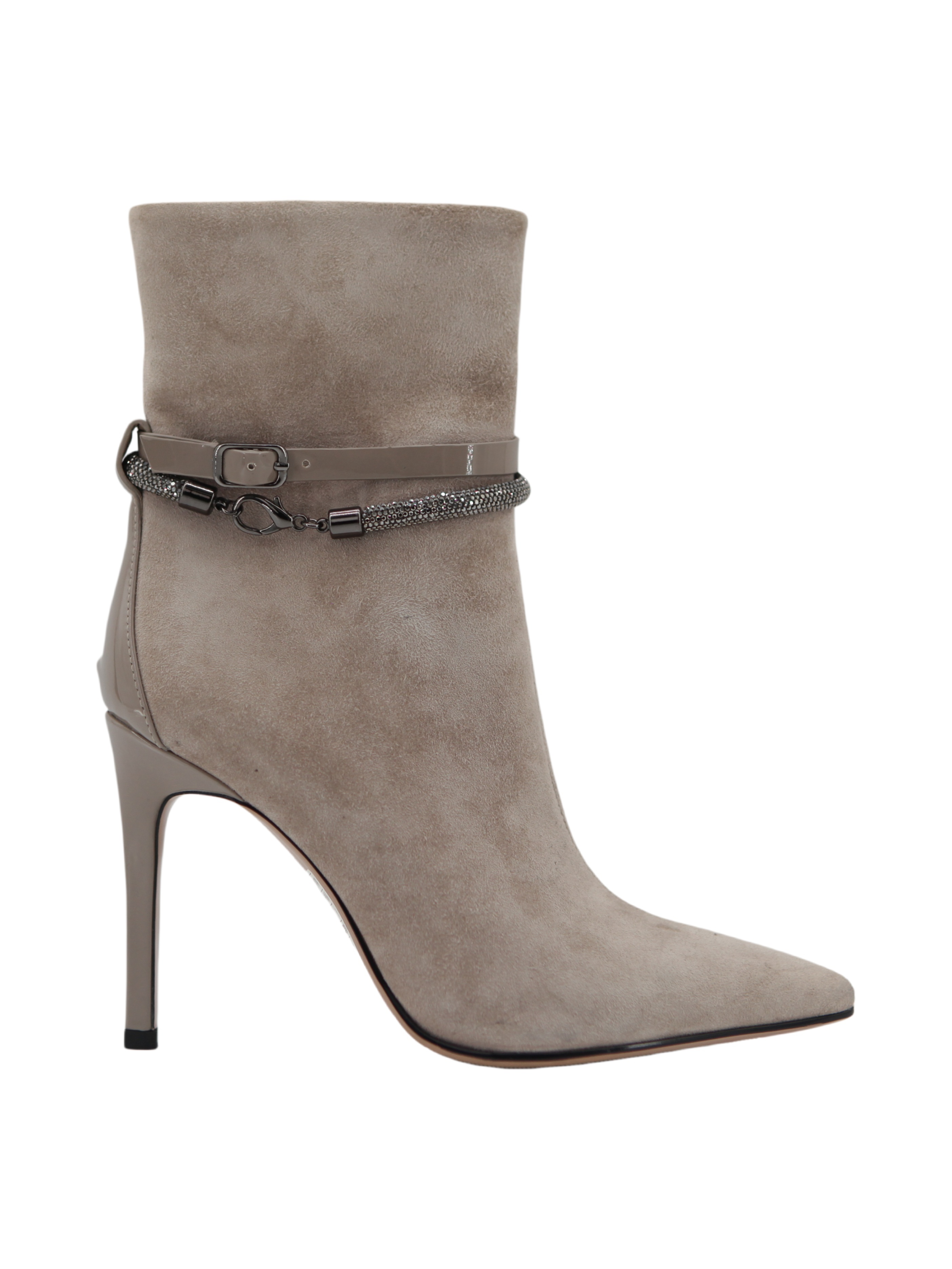 Ximena Chain Boot,COSMO Footwear,Rhinestone Chain Buckle Stiletto Ankle Boots
