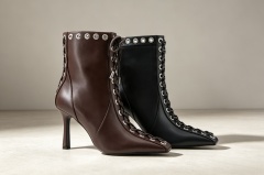 Elara Laced Boot,COSMO Footwear,Corset Lace‑Up Stiletto Ankle Boots