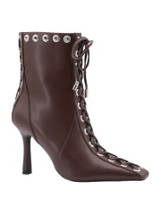 Elara Laced Boot,COSMO Footwear,Corset Lace‑Up Stiletto Ankle Boots