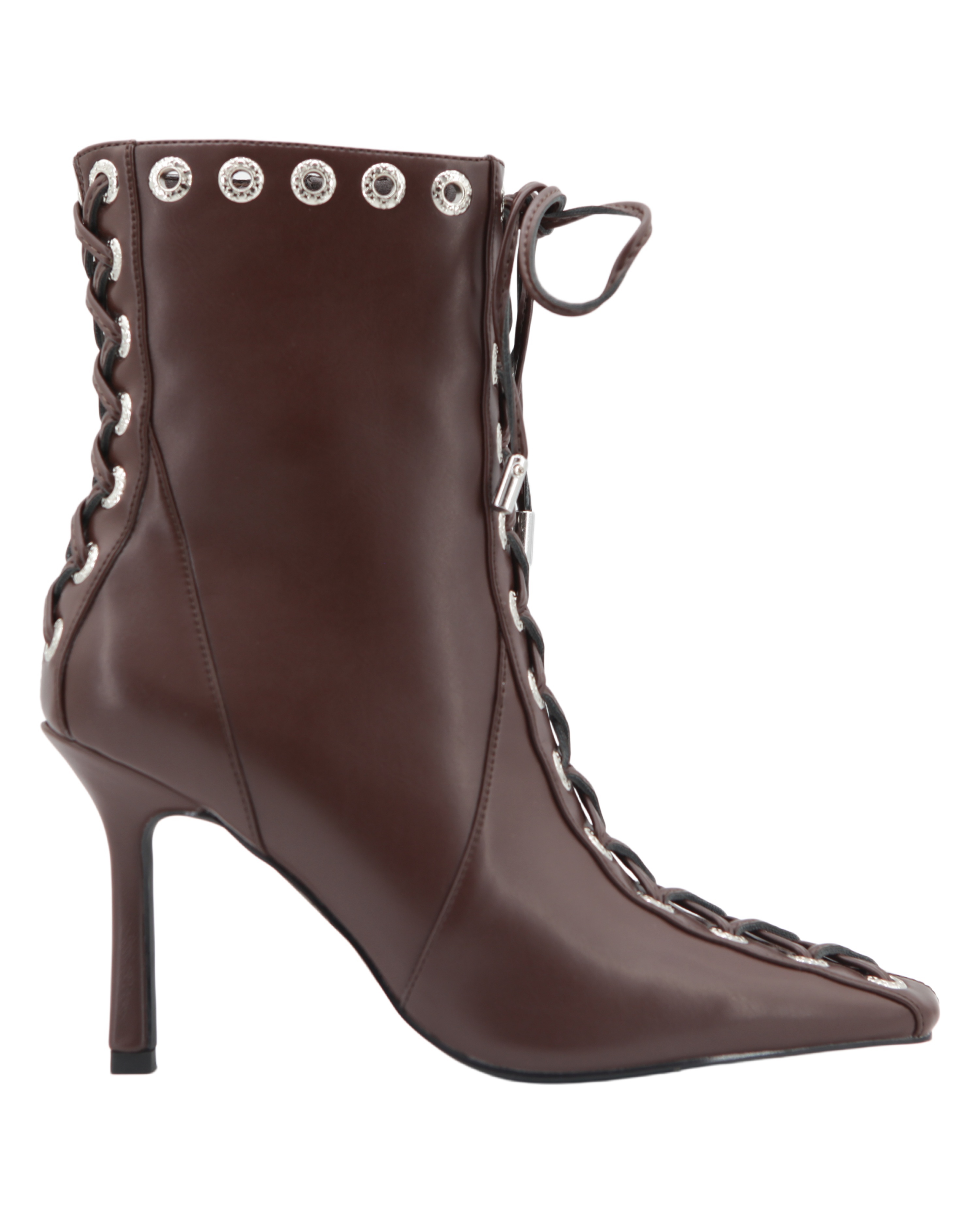Elara Laced Boot,COSMO Footwear,Corset Lace‑Up Stiletto Ankle Boots