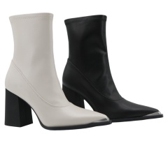Solveig Tip Boot,COSMO Footwear,Metal Toe Block Heel Stretch Ankle Boots