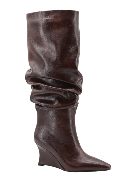 Marisa Slouch Boot,COSMO Footwear,Ruched Slouch Wedge Knee Boots
