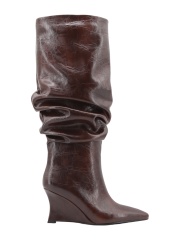 Marisa Slouch Boot,COSMO Footwear,Ruched Slouch Wedge Knee Boots