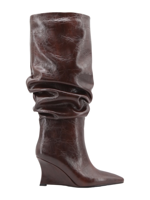 Marisa Slouch Boot,COSMO Footwear,Ruched Slouch Wedge Knee Boots