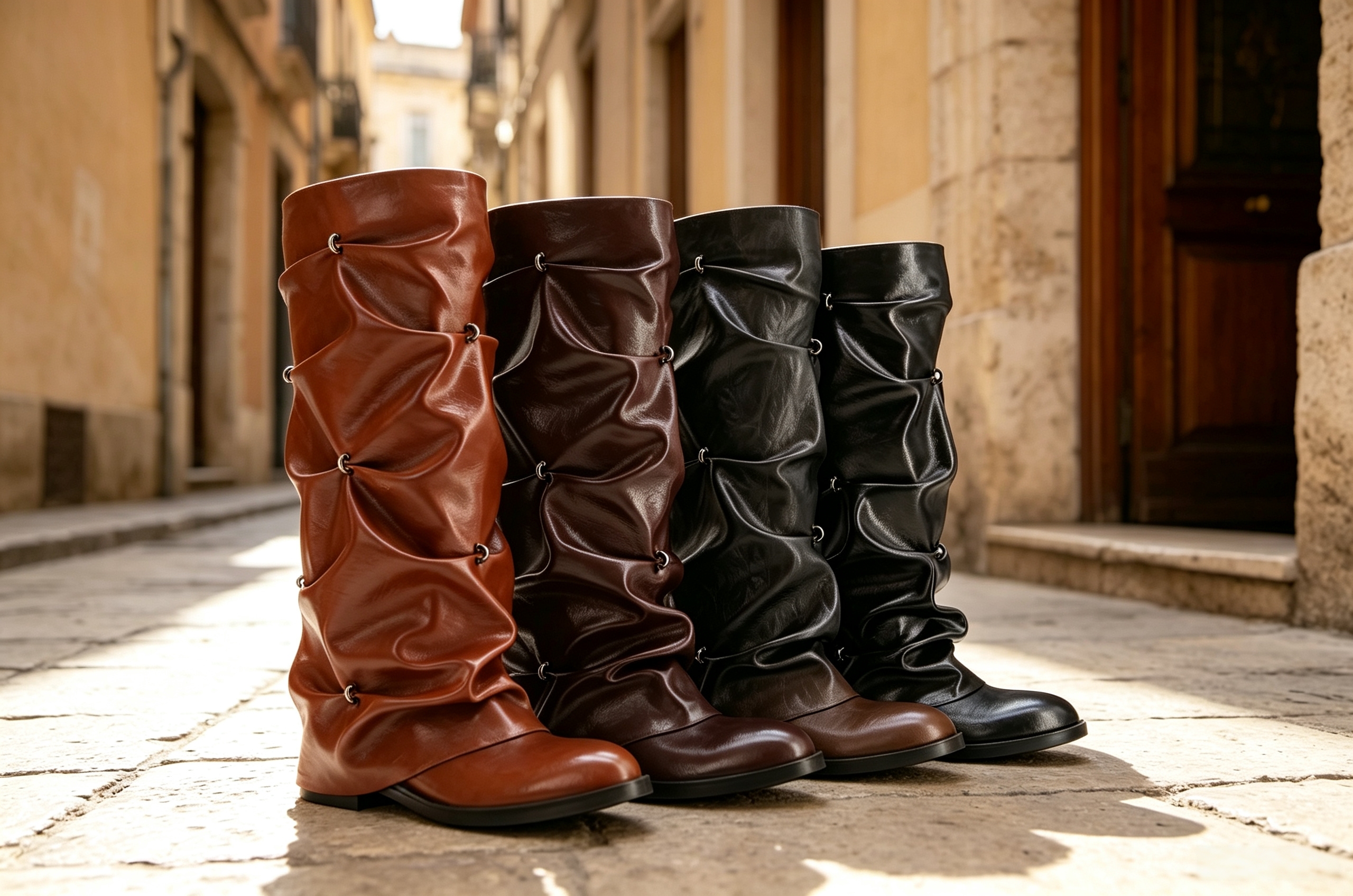 Liora Fold Boot,COSMO Footwear,Multi‑Wear Ruched Convertible Tall Boots
