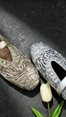 Silver Hollow Woven Mary Jane Flats,COSMO Footwear,COSMO Silver Mary Jane Flats | Fashion Flats