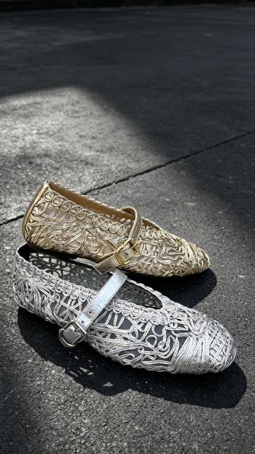 Silver Hollow Woven Mary Jane Flats,COSMO Footwear,COSMO Silver Mary Jane Flats | Fashion Flats