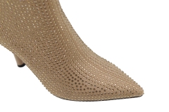 Sofia Boot,COSMO Footwear,Women Nude Sparkly Rhinestone Pointed Toe Ankle Boots