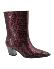 Inka Boot,COSMO Footwear,Women Burgundy Snake Print Square Toe Ankle Boots