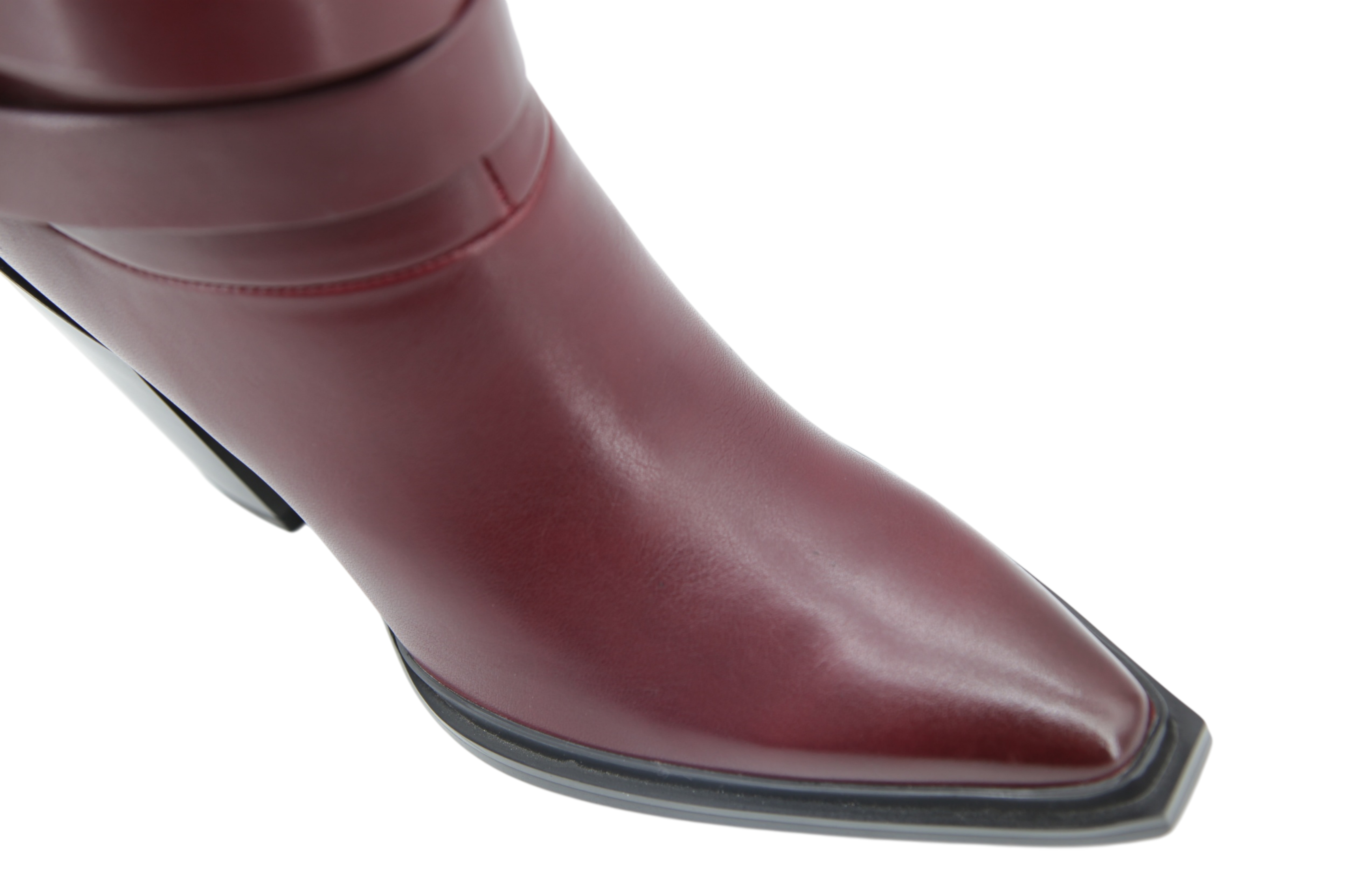 Dalia Boot,COSMO Footwear,Women's Burgundy Buckle Strap Western Mid Calf Boots