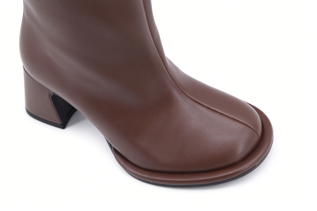 Elio boot,COSMO Footwear,Women Brown Slip‑on Knee High Block Heel Boots