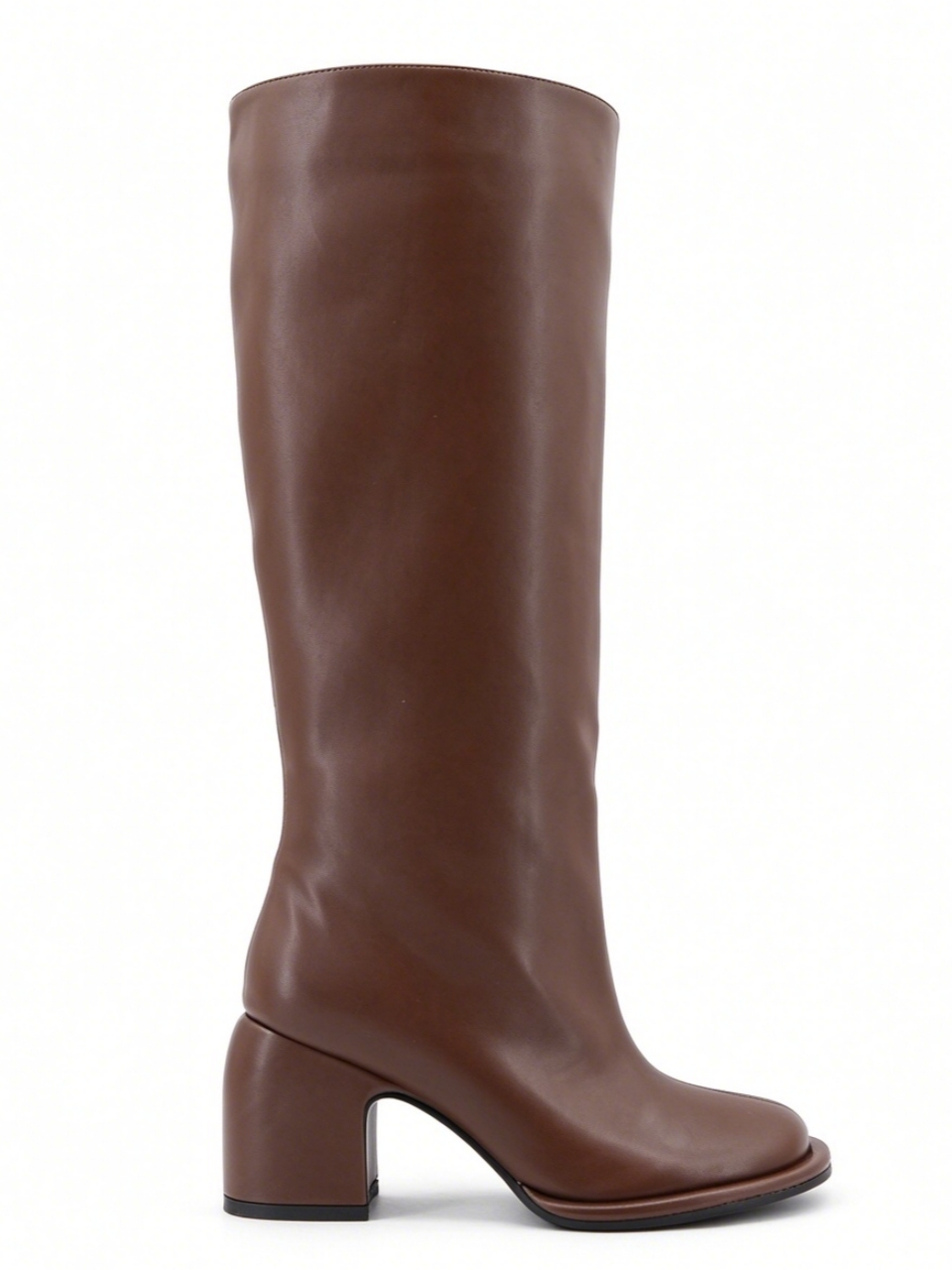 Elio boot,COSMO Footwear,Women Brown Slip‑on Knee High Block Heel Boots