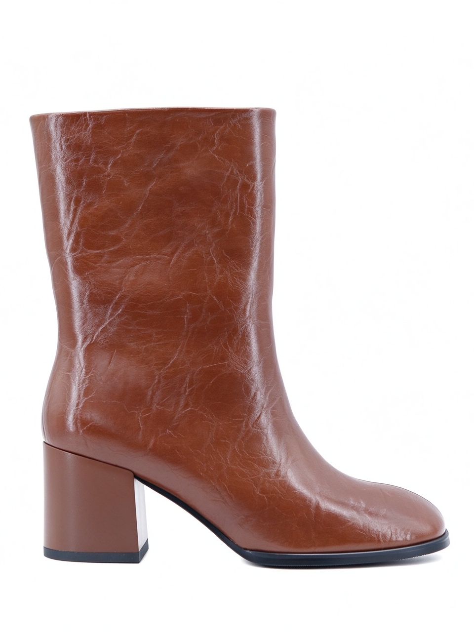 Maren boot,COSMO Footwear,Women Retro Crinkle Mid Calf Block Heel Boots
