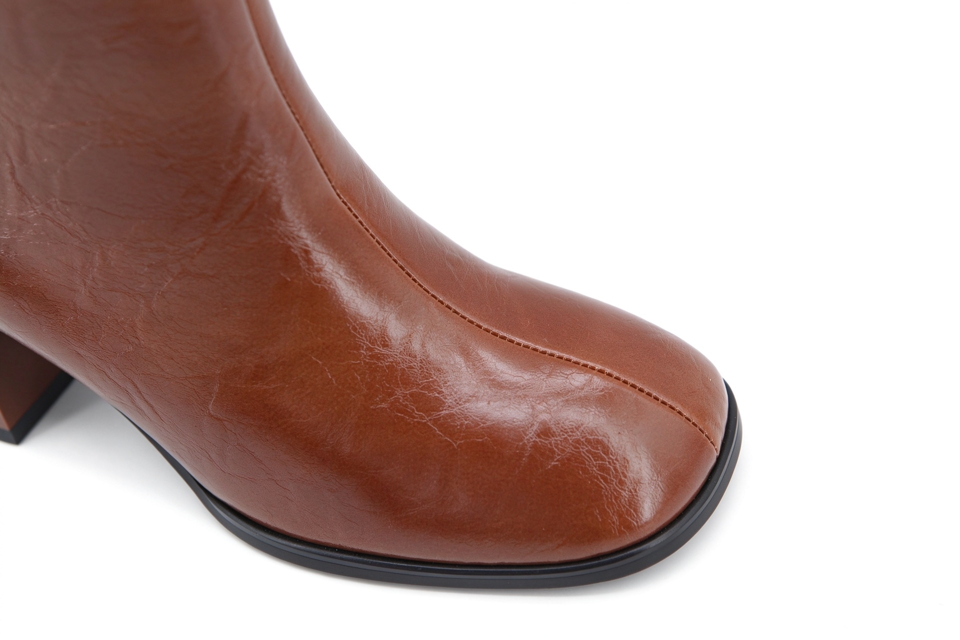 Maren boot,COSMO Footwear,Women Retro Crinkle Mid Calf Block Heel Boots