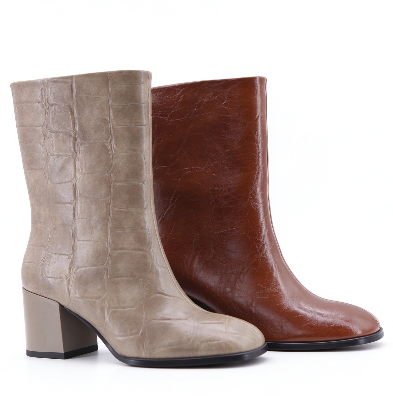 Maren boot,COSMO Footwear,Women Retro Crinkle Mid Calf Block Heel Boots