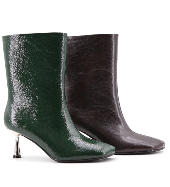 Nerea boot,COSMO Footwear,Women Retro Crinkle Square Toe Stiletto Mid Calf Boots