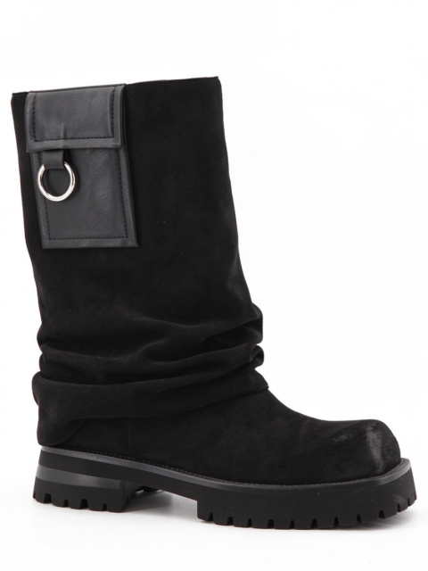 Calina boot,COSMO Footwear,Women Slouchy Pocket O-Ring Chunky Mid Calf Boots