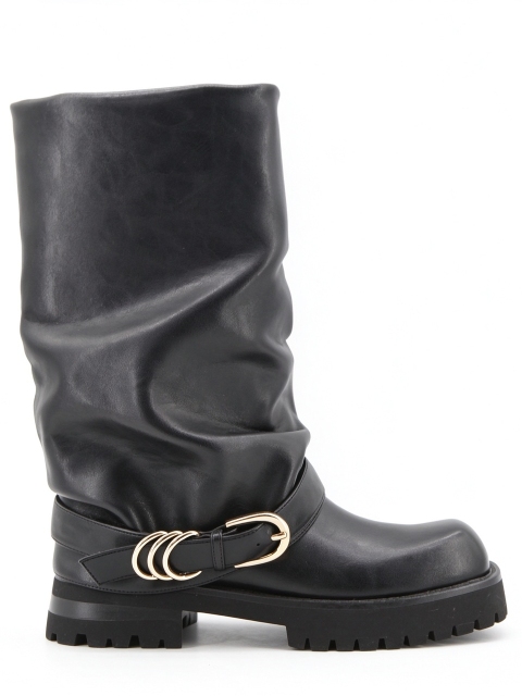 Serena boot,COSMO Footwear,Women Slouchy Multi O-Ring Buckle Chunky Mid Calf Boots