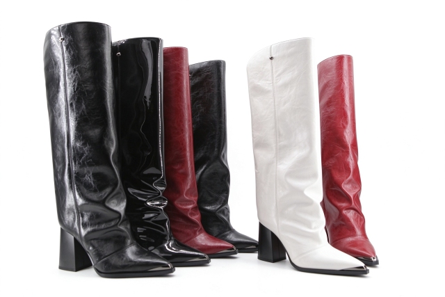 Orsola boot,COSMO Footwear,Women Slouchy Knee High Boots, Metal Tip Pointed Toe