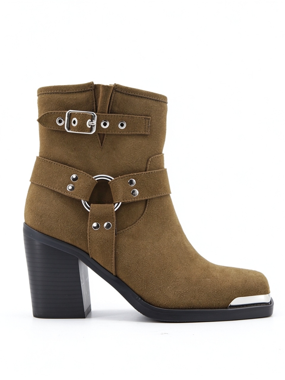 Tallia boot,COSMO Footwear,Women Moto Buckle Metal Toe Ankle Boots