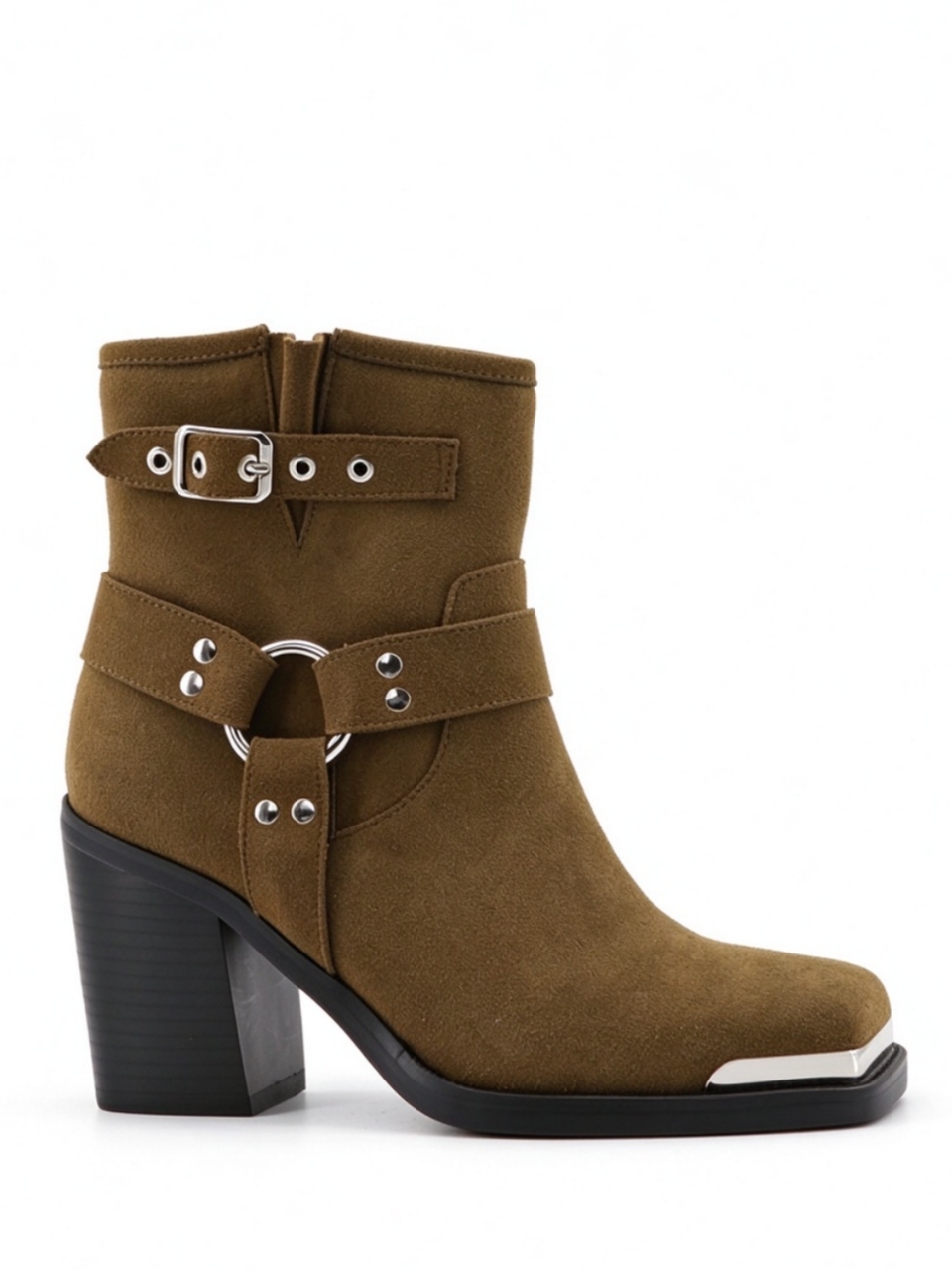 Tallia boot,COSMO Footwear,Women Moto Buckle Metal Toe Ankle Boots