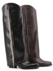 Zynara boot,COSMO Footwear,Women Rhinestone Fringe Western Knee High Boots