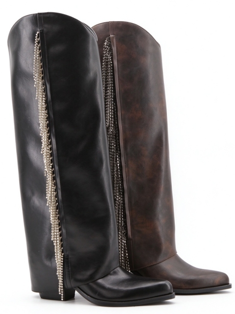 Zynara boot,COSMO Footwear,Women Rhinestone Fringe Western Knee High Boots