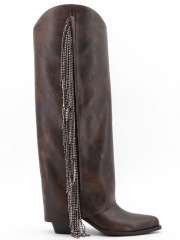 Zynara boot,COSMO Footwear,Women Rhinestone Fringe Western Knee High Boots