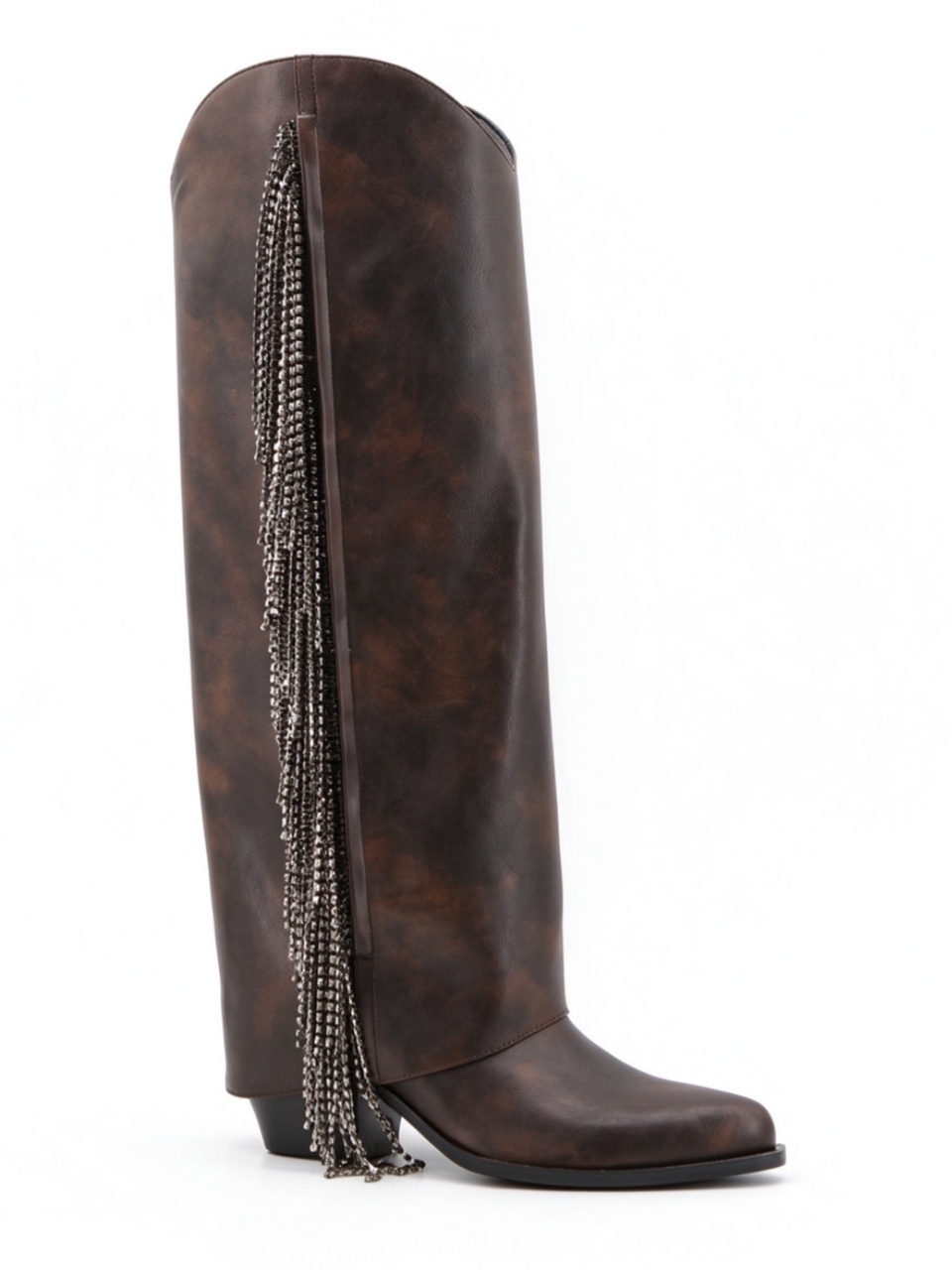 Zynara boot,COSMO Footwear,Women Rhinestone Fringe Western Knee High Boots