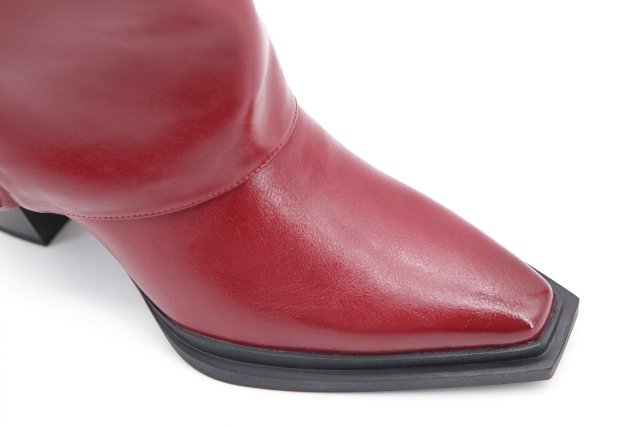 Zorvyn boot,COSMO Footwear,Women Triple Buckle Burgundy Knee High Western Boots