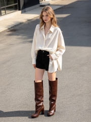 Toren boot,COSMO Footwear,Women Round Toe Block Heel Tall Boots