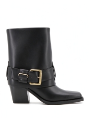 Calesta boot,COSMO Footwear,Women Buckle Moto Western Mid Calf Boots