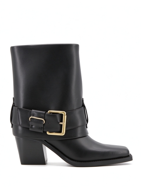 Calesta boot,COSMO Footwear,Women Buckle Moto Western Mid Calf Boots
